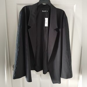 New York & Company Open Front Black Blazer with Lace Detail Size XXL NWT
